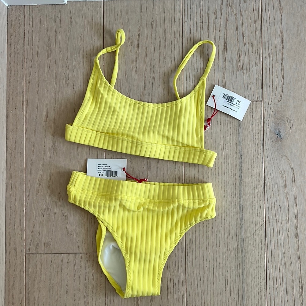Solid & Striped Finley Ribbed Swimsuit Yellow - NWT